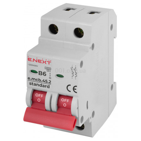 Автоматичний вимикач e.mcb.stand.45.2.B6, 2P 6 А характеристика B, E.NEXT (s001015) фото