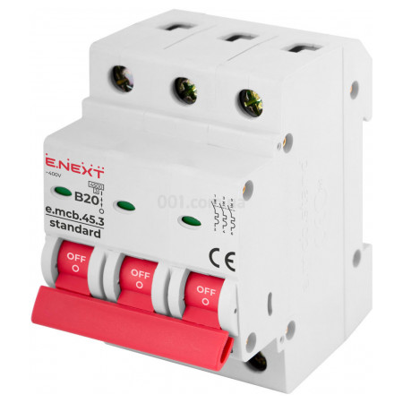 Автоматичний вимикач e.mcb.stand.45.3.B20, 3P 20 А характеристика B, E.NEXT (s001027) фото