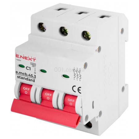 Автоматичний вимикач e.mcb.stand.45.3.C1, 3P 1 А характеристика C, E.NEXT (s002024) фото
