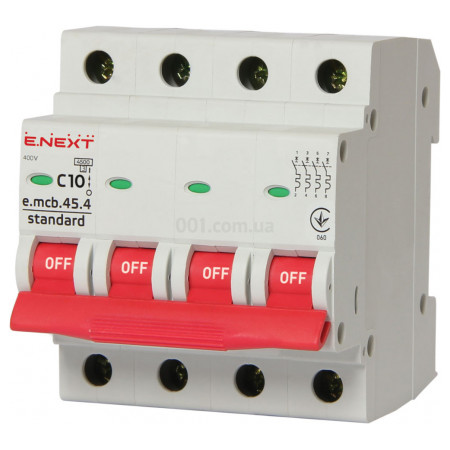 Автоматичний вимикач e.mcb.stand.45.4.C10, 4P 10 А характеристика C, E.NEXT (s002046) фото