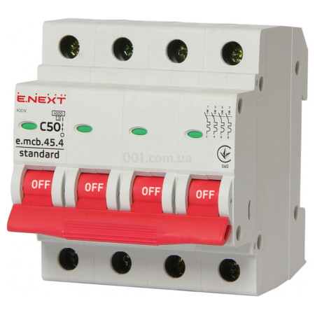 Автоматичний вимикач e.mcb.stand.45.4.C50, 4P 50 А характеристика C, E.NEXT (s002052) фото