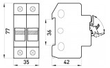 Габаритные размеры держателей плавкого предохранителя 10×38 мм на DIN-рейку с индикацией e.industrial.rt.1832.2p E.NEXT изображение