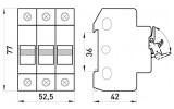 Габаритні розміри тримачів плавкого запобіжника 10×38 мм на DIN-рейку з індикацією e.industrial.rt.1832.3p E.NEXT зображення