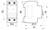 Габаритні розміри модульного автоматичного вимикача E.NEXT e.mcb.stand.45.2.B6 зображення