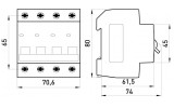Габаритні розміри модульного автоматичного вимикача E.NEXT e.mcb.stand.45.4.C10 зображення