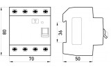 Габаритные размеры выключателя дифференциального тока E.NEXT e.rccb.stand.4.25.30 изображение