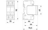 УЗИП e.POII.1+1 класс II+III 1P+N-PE, KIWA (E.NEXT) изображение 2 (габаритные размеры)