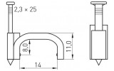 Габаритні розміри плоскої кабельної скоби (14 мм) E.NEXT e.fcc.stand.14 зображення