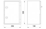 Габаритні розміри ударостійкої пластикової шафи E.NEXT e.plbox.250.330.130.blank зображення