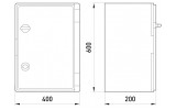 Габаритні розміри ударостійкої пластикової шафи E.NEXT e.plbox.400.600.200.blank зображення