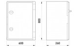 Габаритні розміри ударостійкої пластикової шафи E.NEXT e.plbox.600.800.260.blank зображення