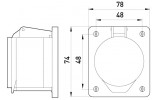 Габаритные размеры стационарной встраиваемой силовой розетки E.NEXT e.socket.pro.3.16.wall (413) изображение
