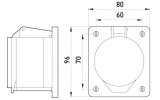 Габаритні розміри стаціонарної вбудовуваної силової розетки E.NEXT e.socket.pro.3.32.wall (423) зображення