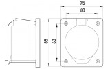Габаритні розміри стаціонарної вбудовуваної силової розетки E.NEXT e.socket.pro.4.16.wall (414) зображення