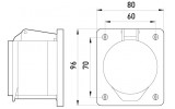 Габаритні розміри стаціонарної вбудовуваної силової розетки E.NEXT e.socket.pro.4.32.wall (424) зображення