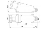 Габаритные размеры стационарной силовой розетки E.NEXT e.socket.pro.4.63 (134) изображение