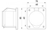 Габаритні розміри стаціонарної вбудовуваної силової розетки E.NEXT e.socket.pro.5.16.wall (415) зображення