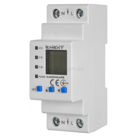 Счетчик однофазный e.control.w06 электронный с функцией защиты и контроля напряжения и тока, E.NEXT (i0310033) фото