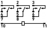 Умовне графічне позначення 3-контактного проміжного реле E.NEXT e.control.p зображення