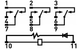 Условное графическое обозначение 3-контактного промежуточного реле E.NEXT e.control.p с LED-индикацией изображение