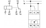 Умовне графічне позначення та схема підключення реле часу E.NEXT e.control.t17 зображення