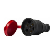 Розетка переносна з захисною кришкою каучукова e.socket.rubber.031.25 3P+PE 25А 400В IP44, E.NEXT (Mutlusan) міні-фото