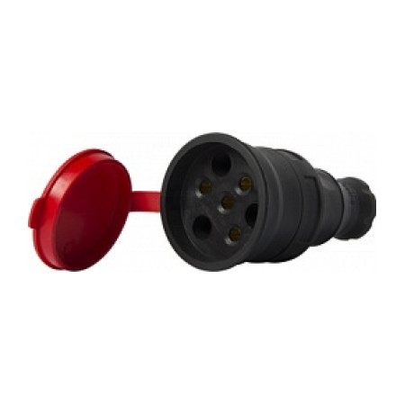 Розетка переносна з захисною кришкою каучукова e.socket.rubber.031.25 3P+PE 25А 400В IP44, E.NEXT (Mutlusan) (s9100029) фото