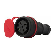 Розетка переносна з захисною кришкою каучукова e.socket.rubber.071.32 3P+PE 32А 400В IP44, E.NEXT (Mutlusan) міні-фото