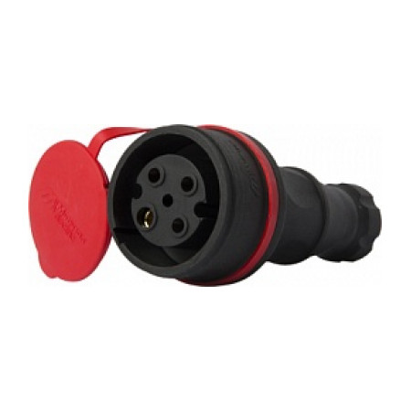 Розетка переносная с защитной крышкой каучуковая e.socket.rubber.071.32 3P+PE 32А 400В IP44, E.NEXT (Mutlusan) (s9100033) фото