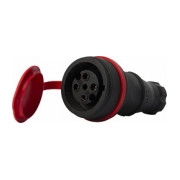 Розетка переносна з захисною кришкою каучукова e.socket.rubber.061.16 3P+PE 16А 400В IP44, E.NEXT (Mutlusan) міні-фото