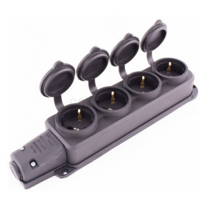 Розетка чотиримісна з захисною кришкою каучукова e.socket.rubber.029.4.16 2P+PE (Schuko) 16А 250В IP44, E.NEXT (Mutlusan) Розетка чотиримісна з захисною кришкою каучукова e.socket.rubber.029.4.16 2P+PE (Schuko) 16А 250В IP44, E.NEXT (Mutlusan) (s9100039) фото