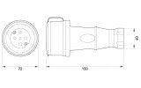 Габаритные размеры каучуковой розетки E.NEXT e.socket.rubber.071.32 изображение