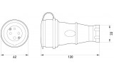 Габаритные размеры каучуковой розетки E.NEXT e.socket.rubber.061.16 изображение