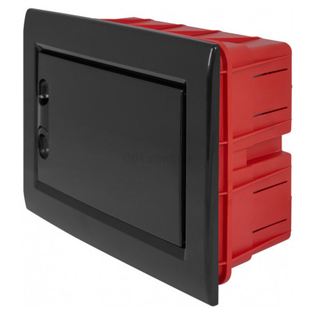 Корпус пластиковий на 8 модулів e.plbox.pro.w.08b.black вбудований чорний з непрозорими дверцятами IP40, E.NEXT (CP12908B) фото