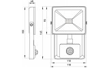 Прожектор светодиодный 20Вт с датчиком движения 6000К e.LED.flood.stand.sensor.20.6000, E.NEXT изображение 4 (габаритные размеры)