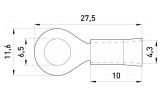 Габаритные размеры изолированного кольцевого наконечника E.NEXT e.terminal.stand.rv1.1,25.6.black изображение