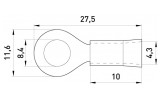 Габаритные размеры изолированного кольцевого наконечника E.NEXT e.terminal.stand.rv1.1,25.8.black изображение