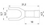 Габаритные размеры изолированного вилочного наконечника E.NEXT e.terminal.stand.sv.1,25.3,2.grey изображение