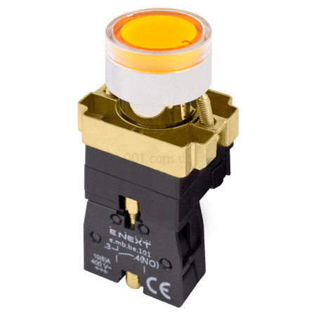 Кнопка с подсветкой без фиксации 1НО желтая e.mb.bw3561, E.NEXT (p0810104) фото