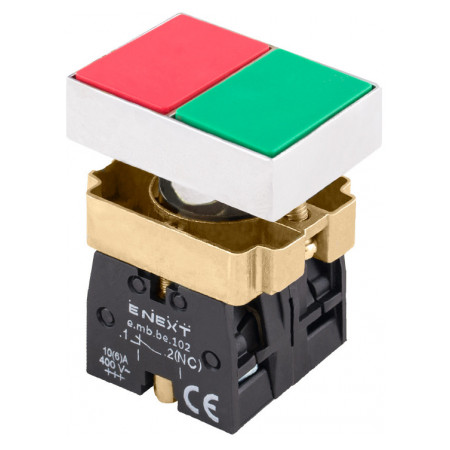 Кнопка двойная квадратная 1НО+1НЗ зеленая/красная e.mb.bl8325, E.NEXT (p0810120) фото