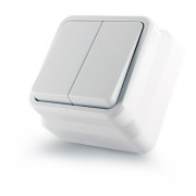 Выключатель двухклавишный для наружной установки (IP20) белый серия Country, Erste мини-фото