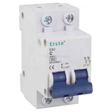 Автоматичний вимикач EB3 2P 40А тип C 4,5кА, Erste Electric (EB3-2P40C) фото