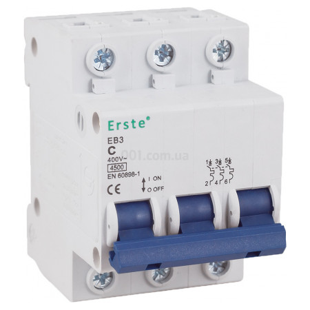 Автоматический выключатель EB3 3P 6А тип C 4,5кА, Erste Electric (EB3-3P6C) фото