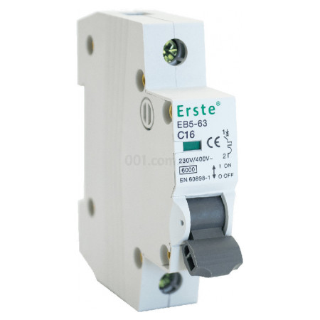 Автоматичний вимикач EB5-63 1P 16А тип C 6кА, Erste Electric (EB5-63 1P 16A) фото