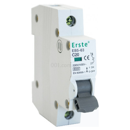 Автоматичний вимикач EB5-63 1P 20А тип C 6кА, Erste Electric (EB5-63 1P 20A) фото