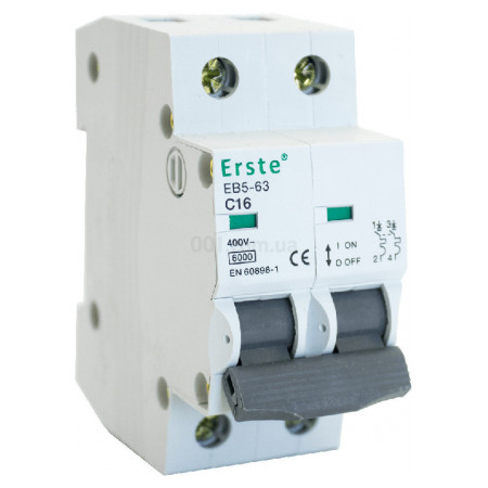 Автоматичний вимикач EB5-63 2P 16А тип C 6кА, Erste Electric (EB5-63 2P 16A) фото
