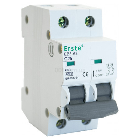 Автоматический выключатель EB5-63 2P 25А тип C 6кА, Erste Electric (EB5-63 2P 25A) фото