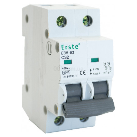 Автоматичний вимикач EB5-63 2P 32А тип C 6кА, Erste Electric (EB5-63 2P 32A) фото