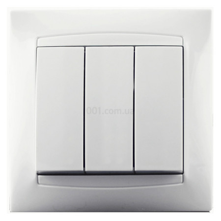 Выключатель трехклавишный белый серия Prestige, Erste (9206-03,W) фото