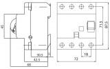 Габаритні розміри чотириполюсного диференційного вимикача ЕТІ EFI (16-80 А) зображення